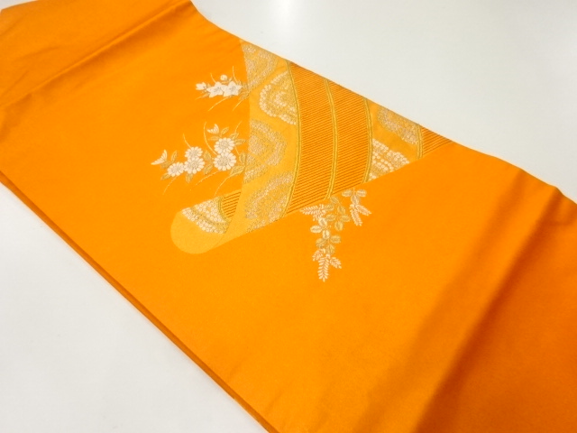 JAPANESE NAGOYA OBI / WOVEN AUTUMN FLOWERS